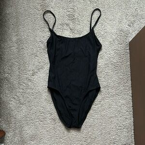 Andie Black Ribbed One-Piece Swimsuit